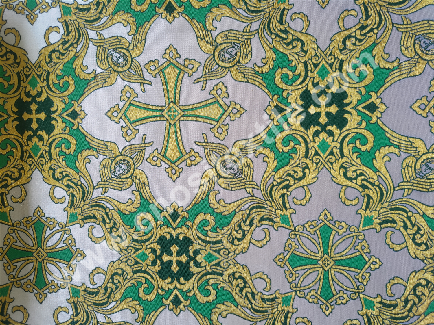 KL-5001 D.GREEN-GOLD-L.GREEN Metallic Fabric